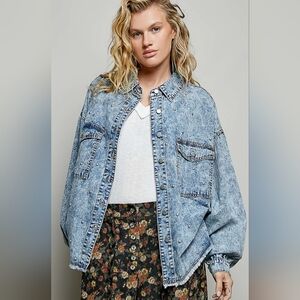 #1340 POL Vintage Studded Denim Shacket